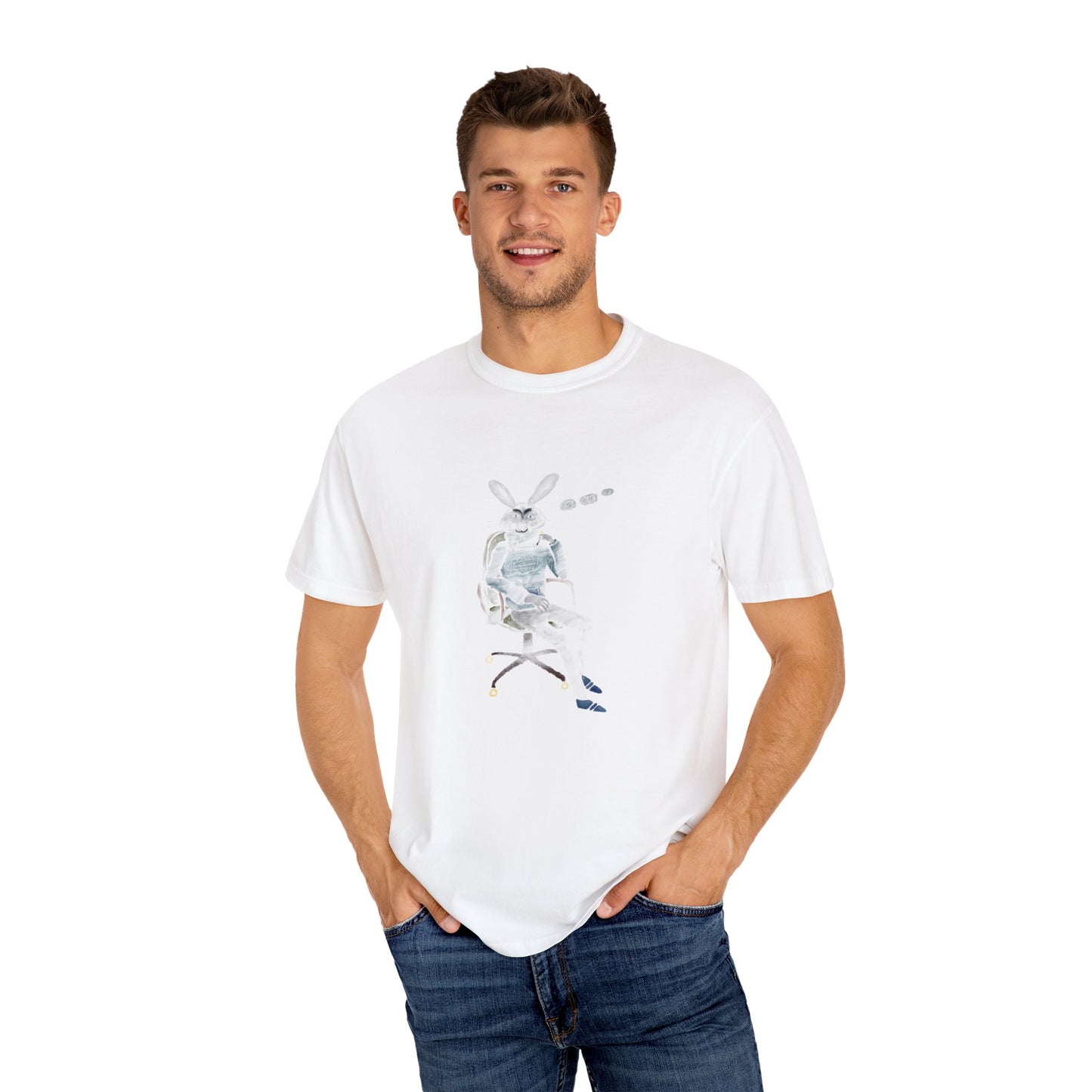 Whimsical Rabbit Graphic T-Shirt | Unisex Garment-Dyed Tee for Creative Souls