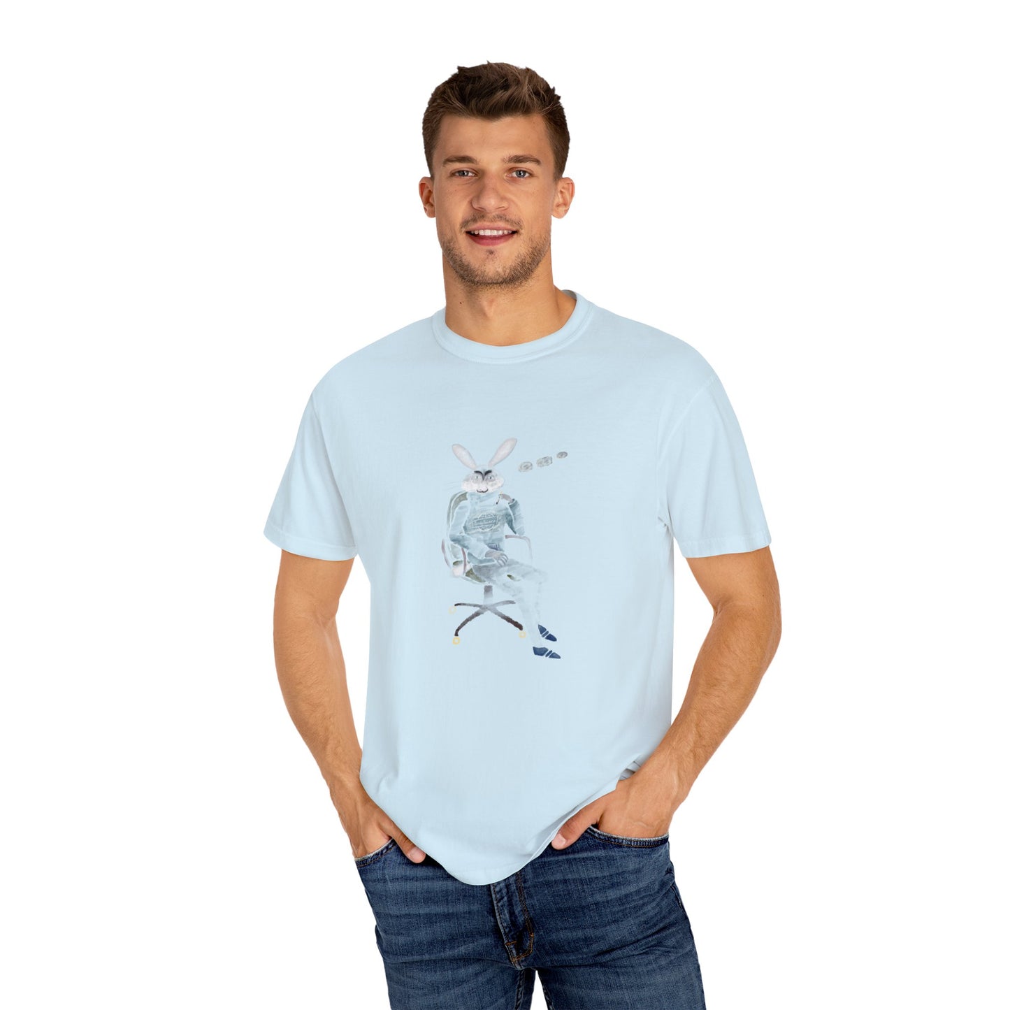 Whimsical Rabbit Graphic T-Shirt | Unisex Garment-Dyed Tee for Creative Souls