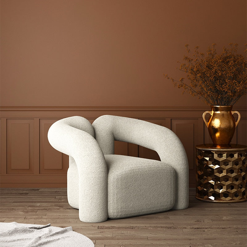 Nordic Light Luxury Household Single Sofa Sitting Room Couch Couch Lounge Chair Lamb Velvet Tiger Chair Home Furniture